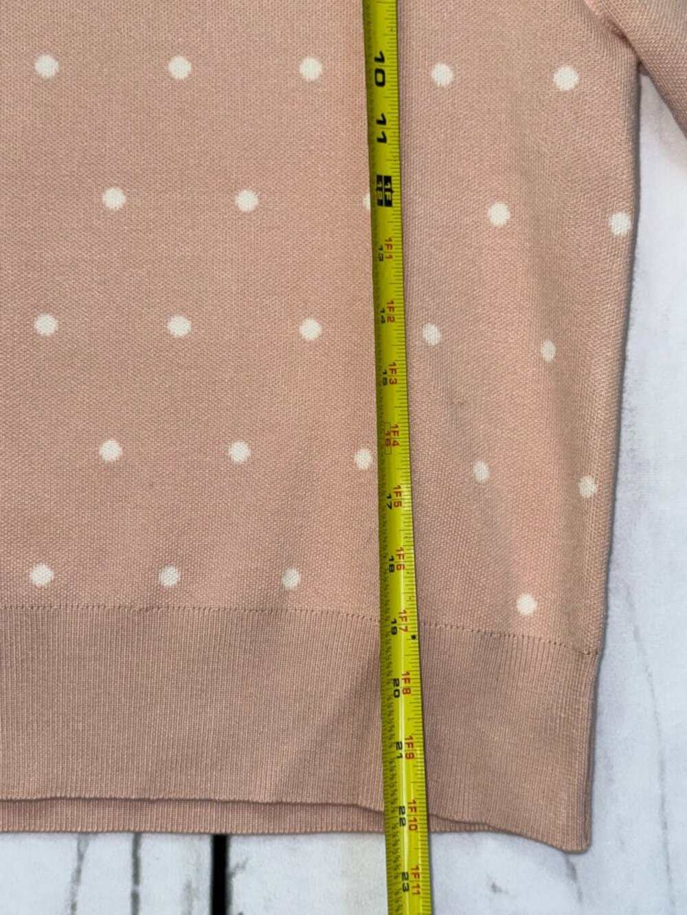 Adrianna Papell Blush Pink Polka Dot Puff Sleeve Sweater Size M - Picture 8 of 10